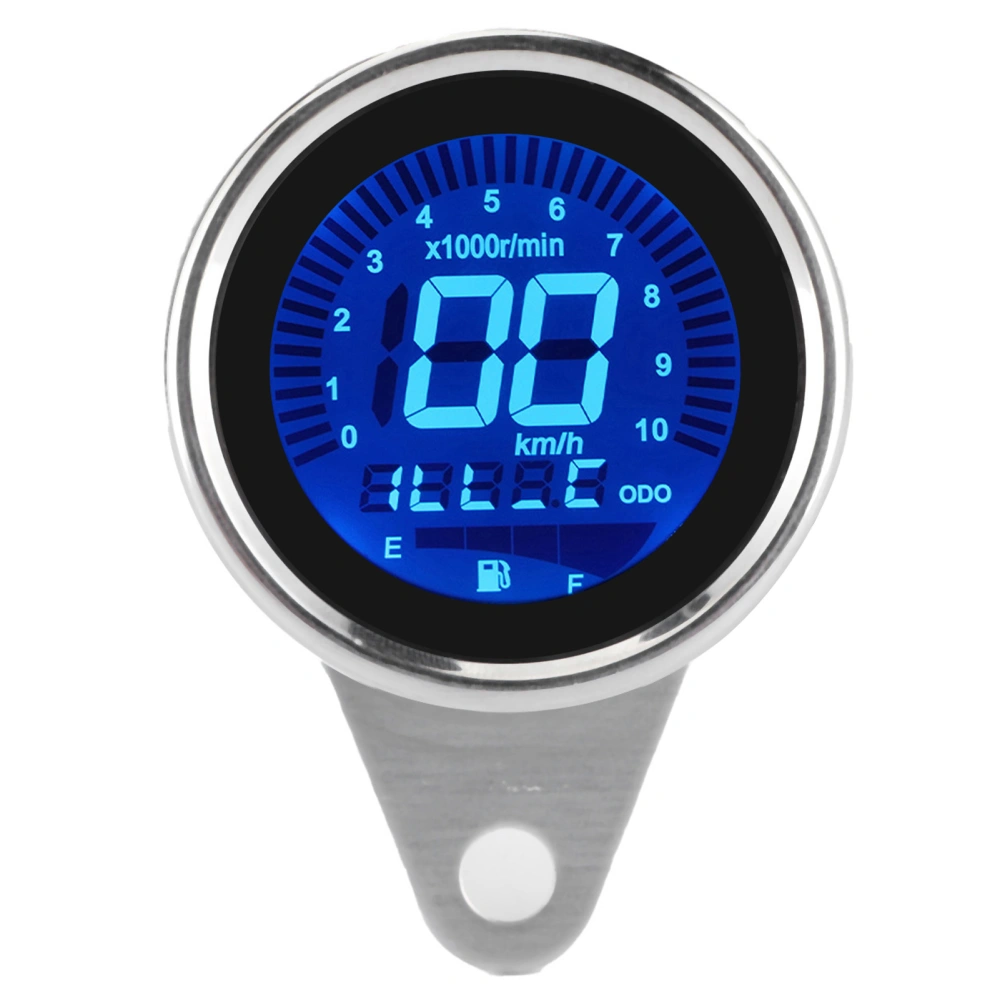 Motorcycle MultiFunctional Meter Tachometer Odometer Fuel Gauge Speedmeter 12V Universal(Silver )