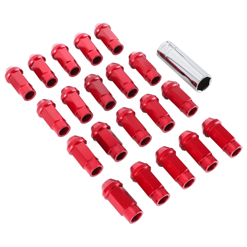 20Pcs 50mm Wheel Lug Hub Nuts Universal M12x1.5 Thread Aluminium Alloy W/Mounting SocketRed