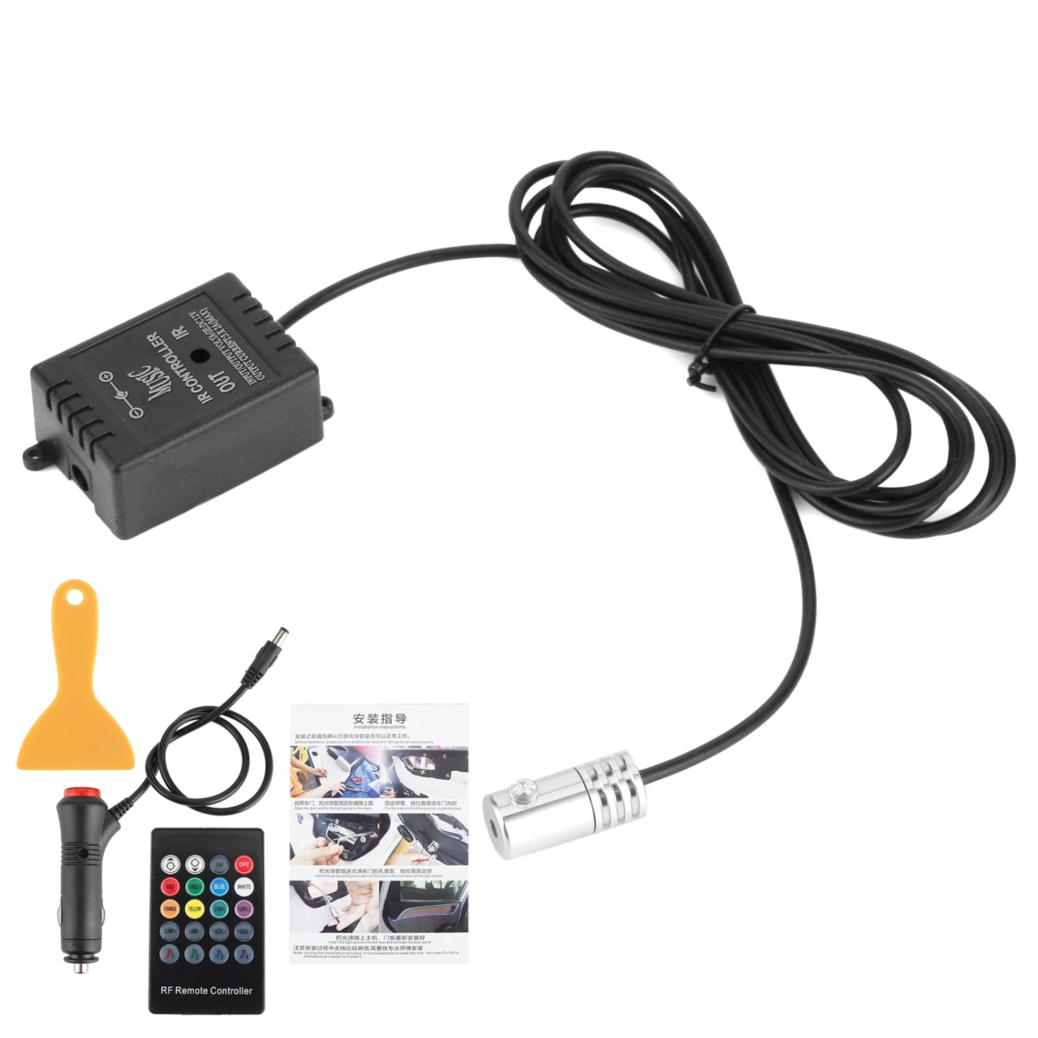 BuyWeek Car LED Ambient Lamp Interior RGB Light Music Voice Remote Control Luminescence 12V1Pc Light