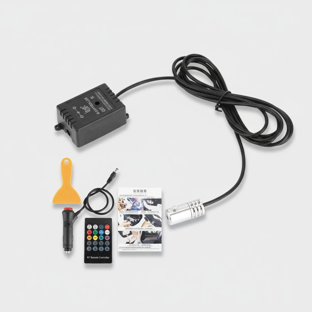 BuyWeek Car LED Ambient Lamp Interior RGB Light Music Voice Remote Control Luminescence 12V1Pc Light