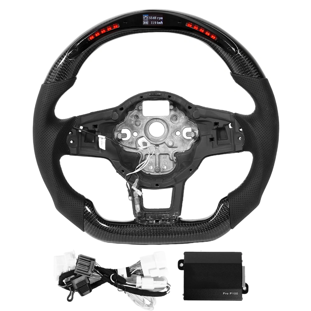 BuyWeek Carbon Fiber LED Shift Lights LCD Display Steering Wheel Fit for MK7 Mk7.5 R