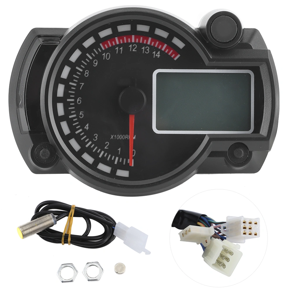 Multifunction Speedometer Tachometer Odometer 15000rpm LCD Display Universal Motorcycle Gauge