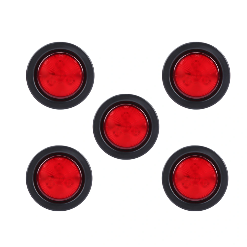 BuyWeek 5Pcs 2.5inch 4LED Round Marker Light Front Rear Side Lights Lamp for Trailer Truck SUV Red