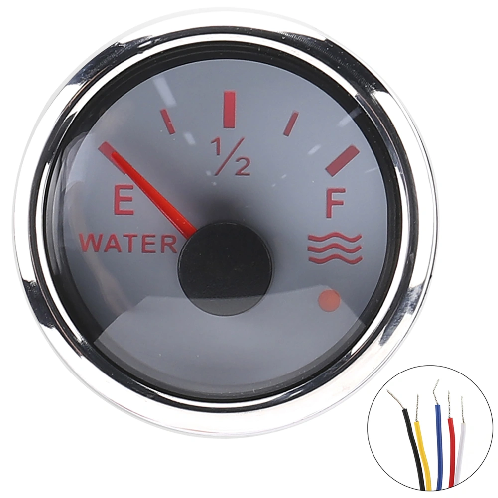 52mm/2in Water Level Gauges 9‑32V DC Smart Alarm for Marine Boat RV 0‑190ohm European Sensor Blanc