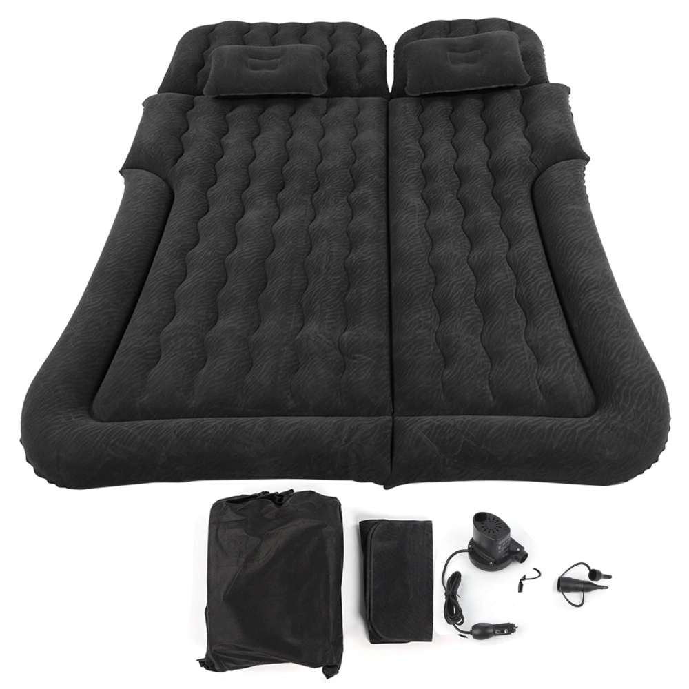 2‑In‑1 Multifunction Inflatable Travel Mattress PVC Flocking Soft Sleeping Rest Cushion for Car SUVBlack