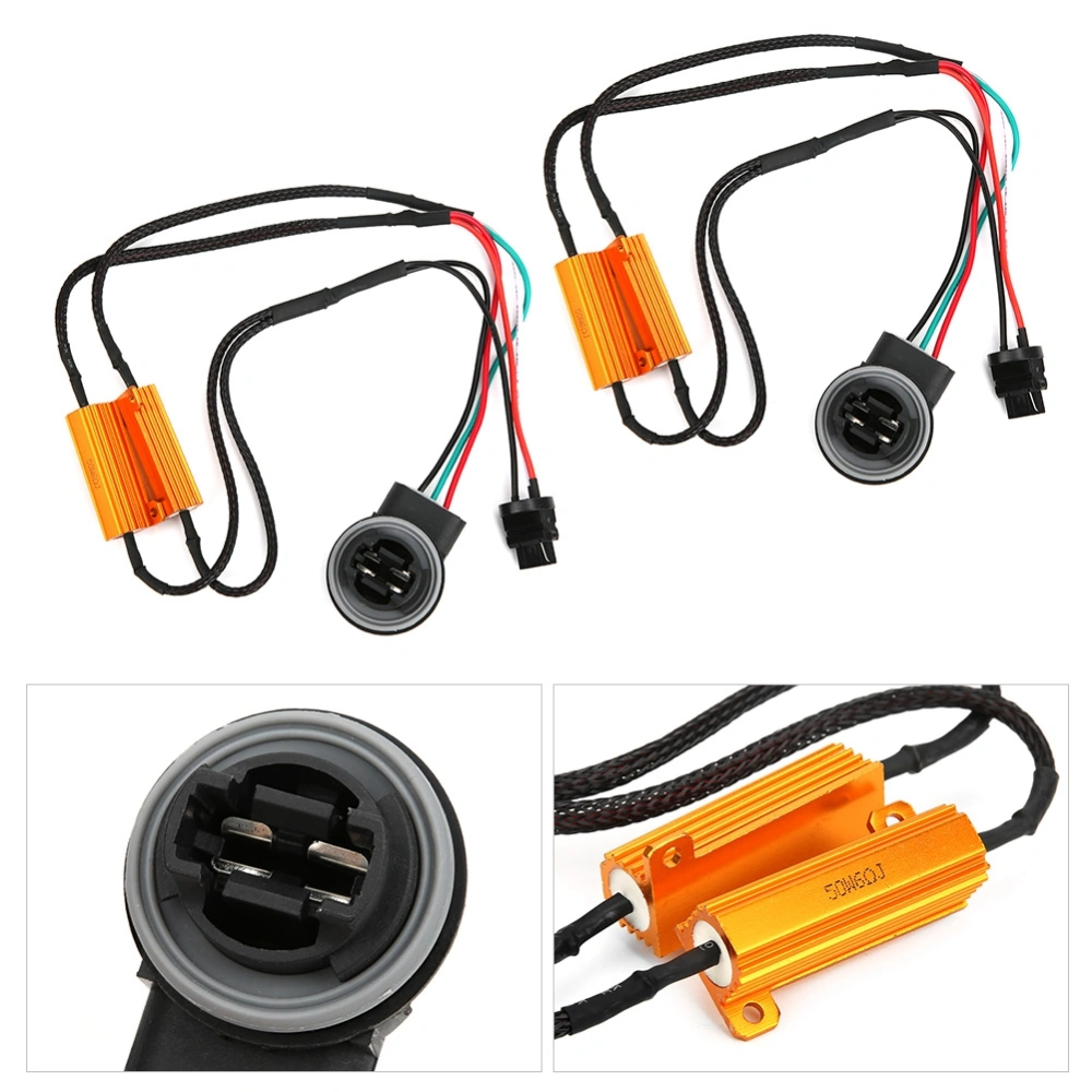 BuyWeek 2pcs 3157B LED 50W 8ohm Load Resistor Wiring Error Free Decoder for Car Brake Light