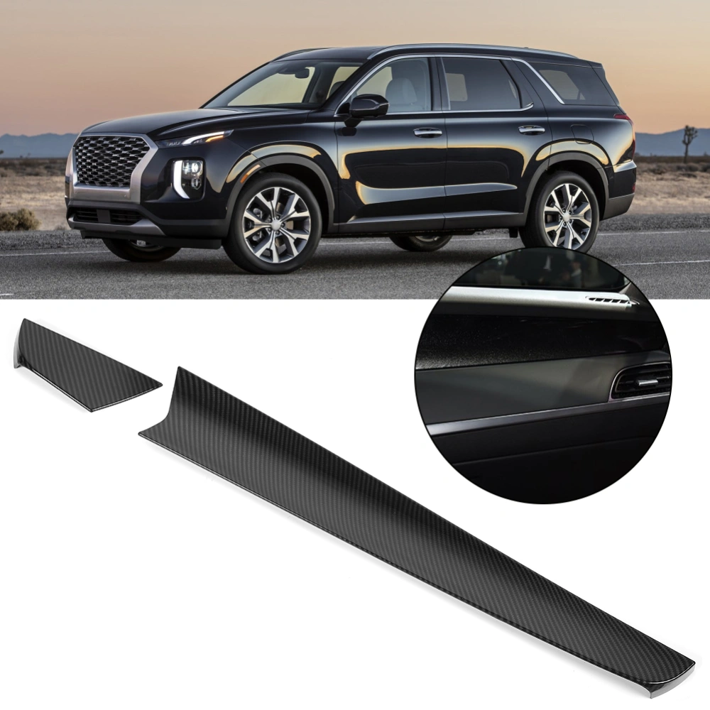 BuyWeek 2pcs Carbon Fiber Style Dashboard Trim Center Console Strip Fit for Hyundai Palisade 2019-2020