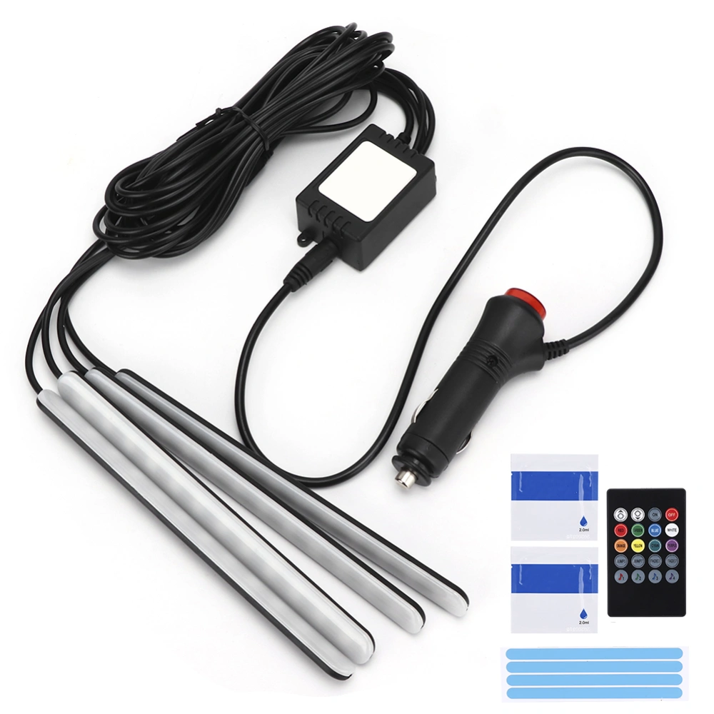 Car Interior Ambient Light 4pcs RGB LED Strips App Remote Music Control Decorative Lamp with Cigarette Lighter