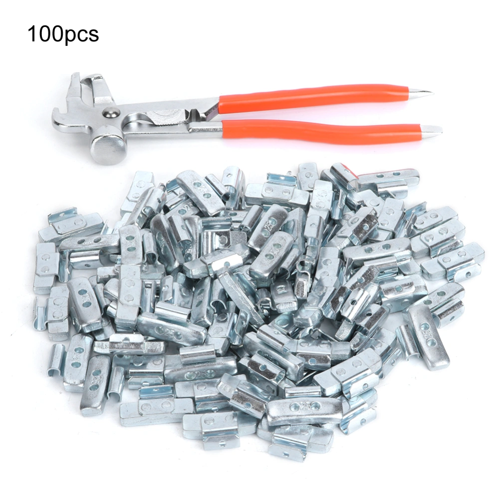 100pcs 25g 0.88oz Clip On Hook Wheel Balance Blocks P - Style Tire Weight Balancing Assortment(With Wheel Balance Pliers )