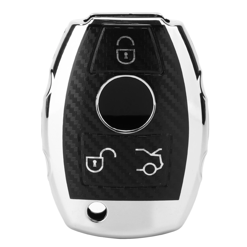 TPU Carbon Fiber Style Car Key Fob Cover Protective Case Fit for Mercedes Benz CLA CLS CLK GLK GLA GLC(White )