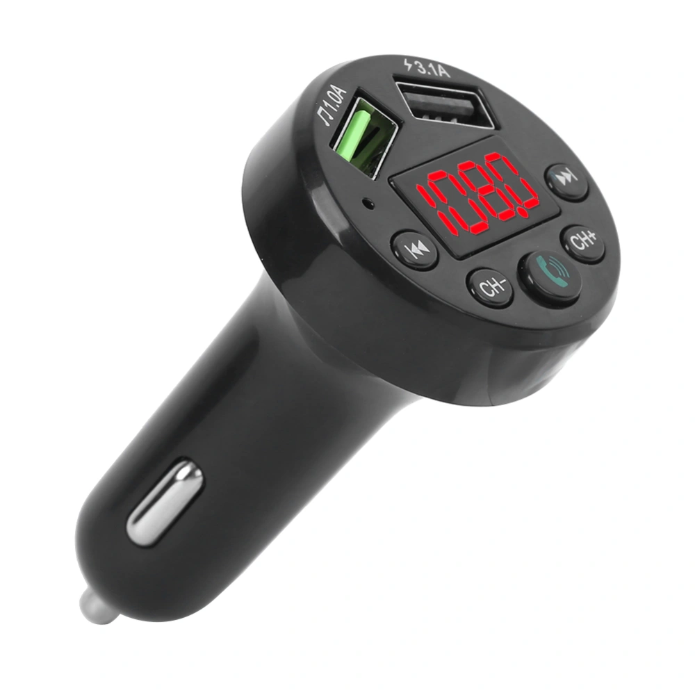 BuyWeek E6 Car FM Transmitter Bluetooth Handsfree Kit LED Display Stereo Audio with USB Port