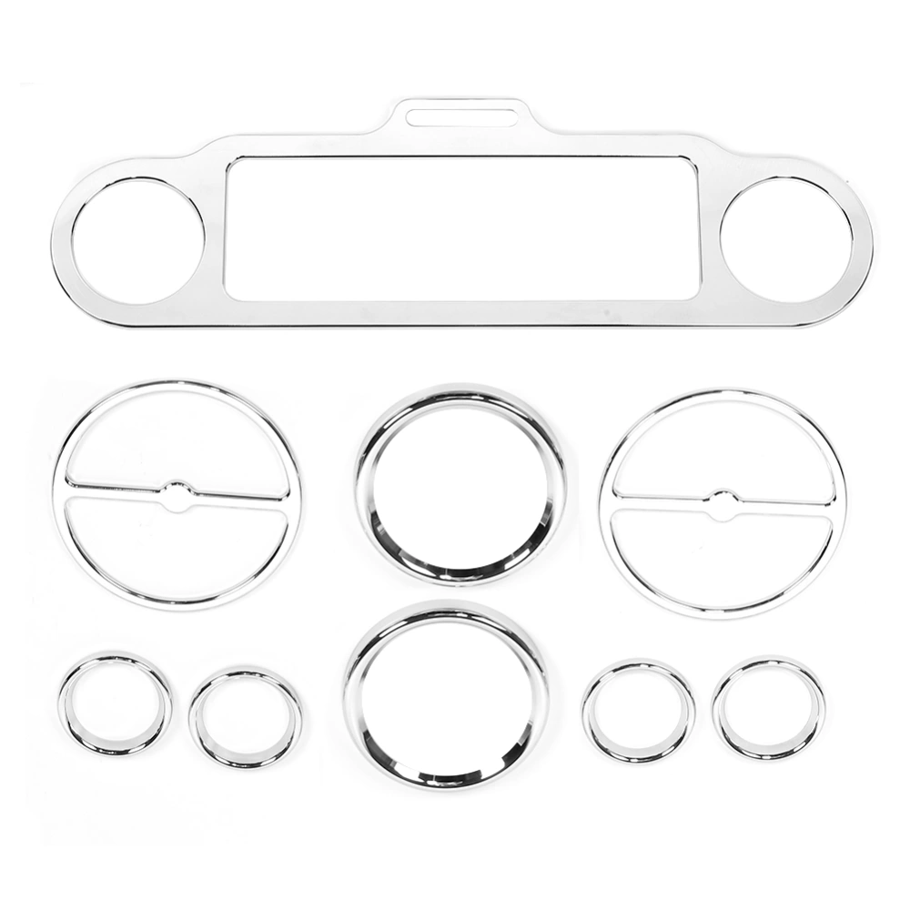 9pcs Motorcycle Instrument Speaker Trim Cover Set Fits for Touring Trike Models 1996-2013Silver