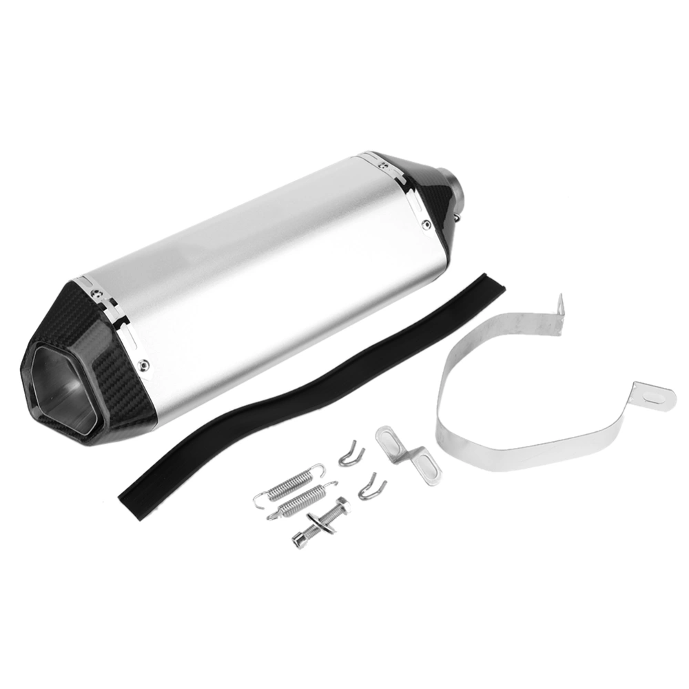 BuyWeek 38-51mm Universal Carbon Fiber End Cap Hexacone Slip-On Exhaust Muffler Fit for KawasakiSilver