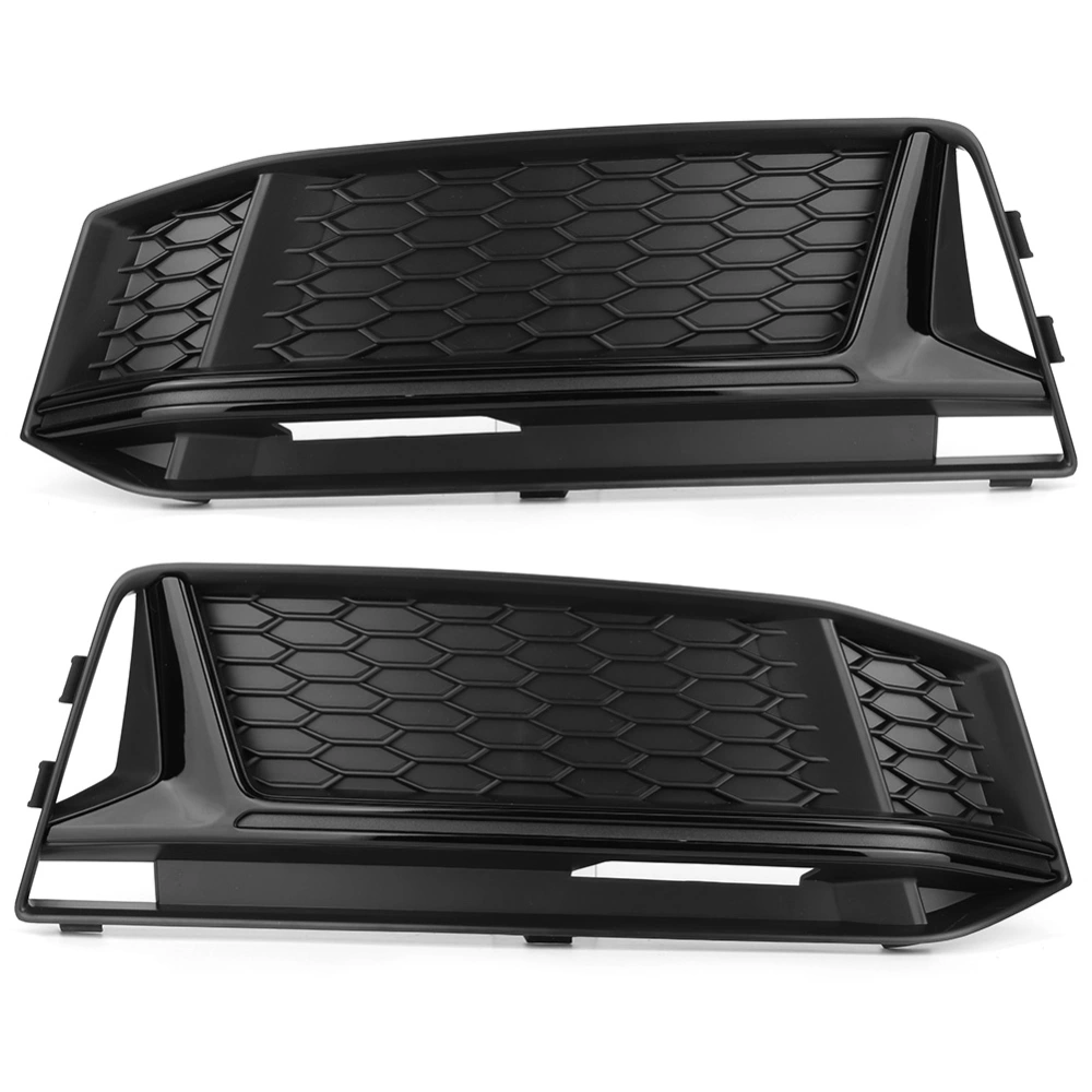 Pair of Fog Light Grille Grill Cover Refit for S4 Style Black Color Fits for A4 B9 2017-2019