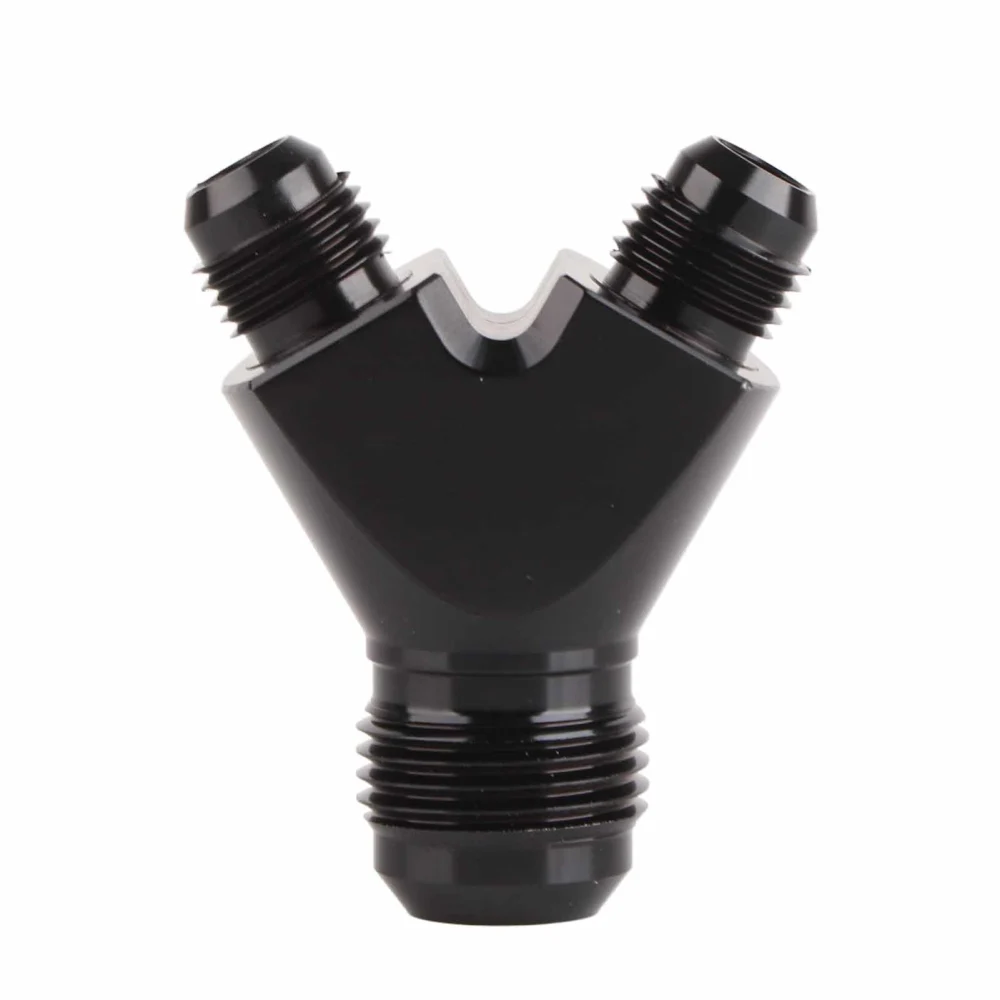 AN10 10AN to AN6 6AN Male Flare Connector Y Block Fitting Adapter Black