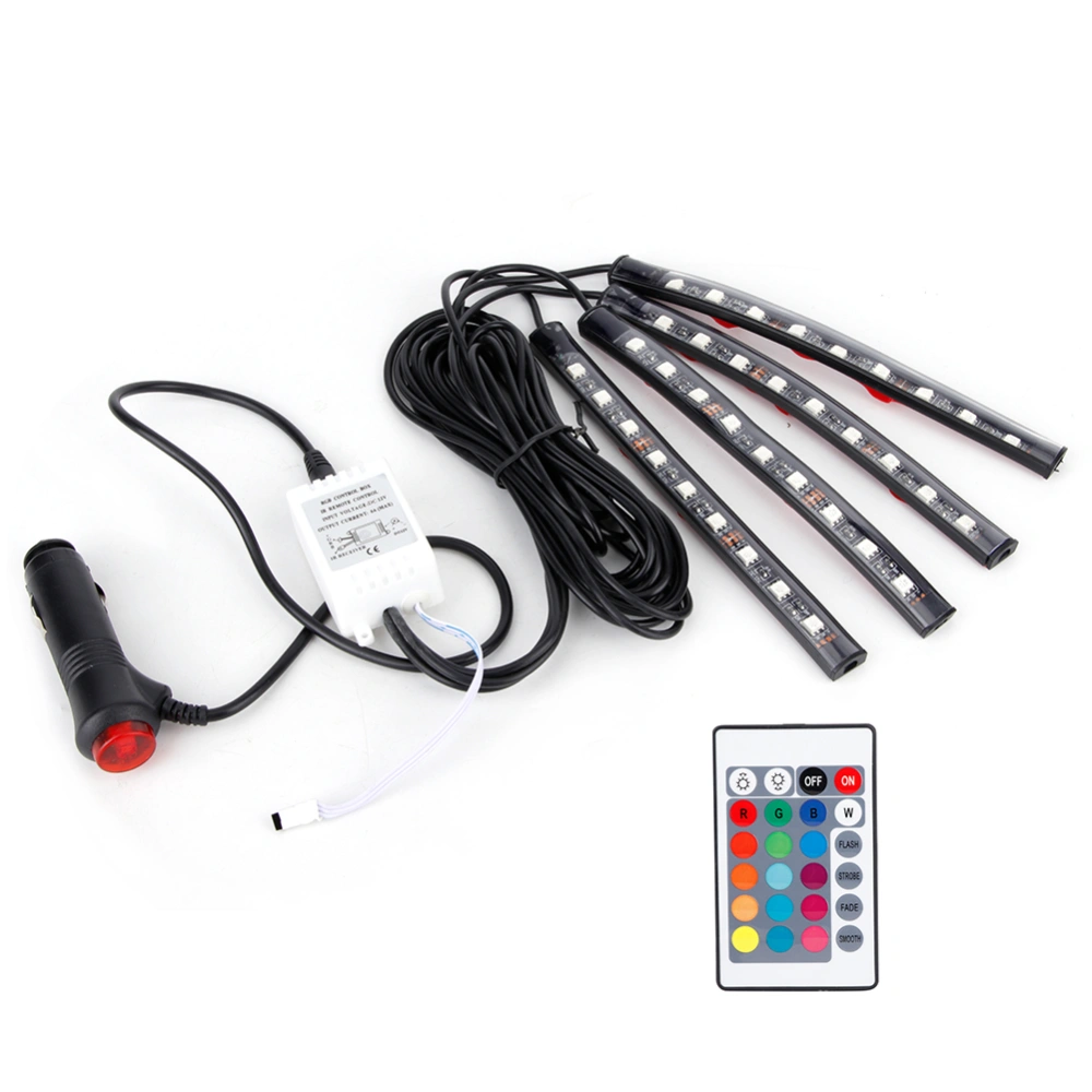 RGB LED Atmosphere Lamp Light Strips Remote Control Colorful Car Interior Decoration