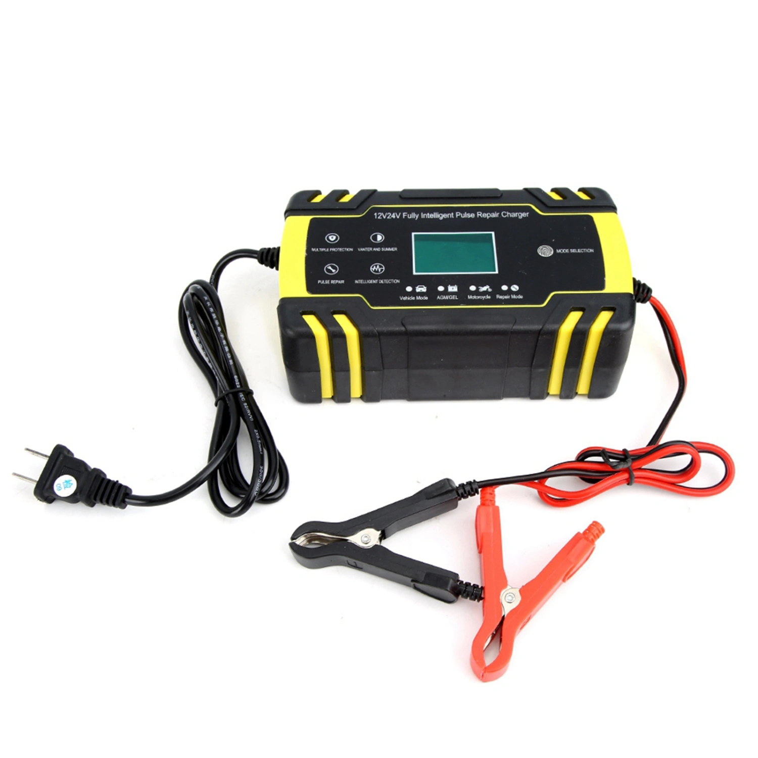 BuyWeek Repair Pulse Battery Charger with LCD Display Motorcycle Car Protection 100-240V (US)