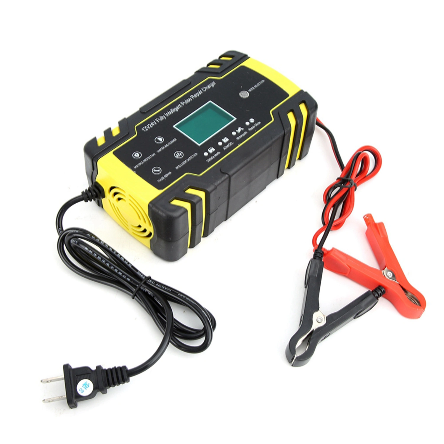 BuyWeek Repair Pulse Battery Charger with LCD Display Motorcycle Car Protection 100-240V (US)