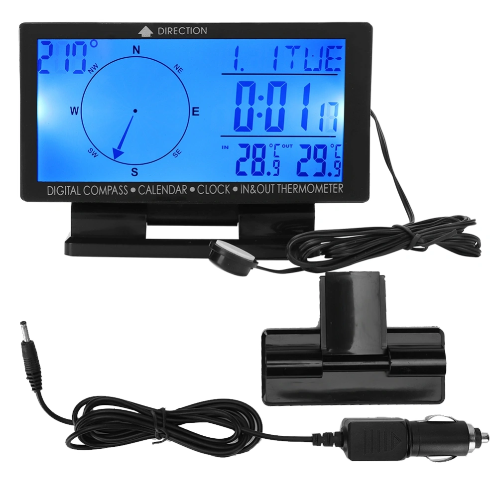 CD60 Multifunctional Digital Car Automobile Thermometer Gauge with Time Navigation Function