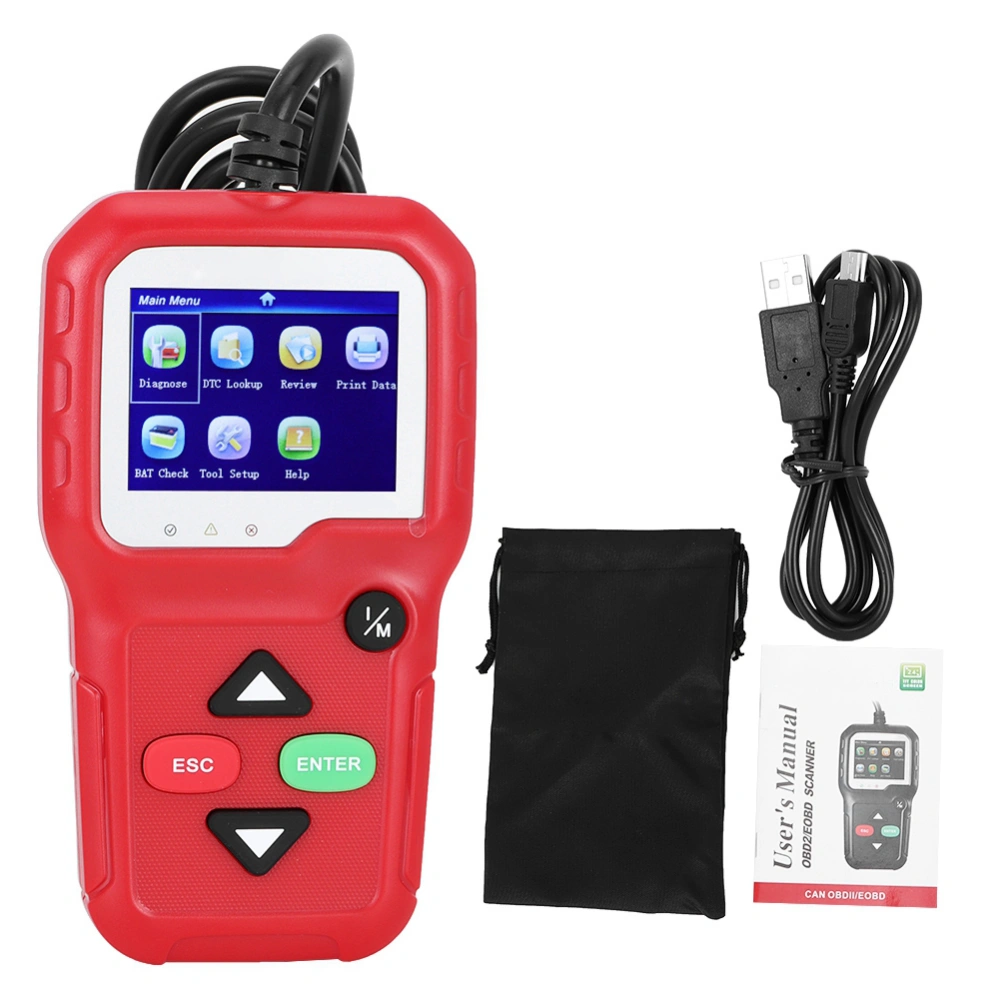 KW680 OBDII Scanner Car Code Reader Tester Car Diagnostic Tool Support for 8 Languages (Red)