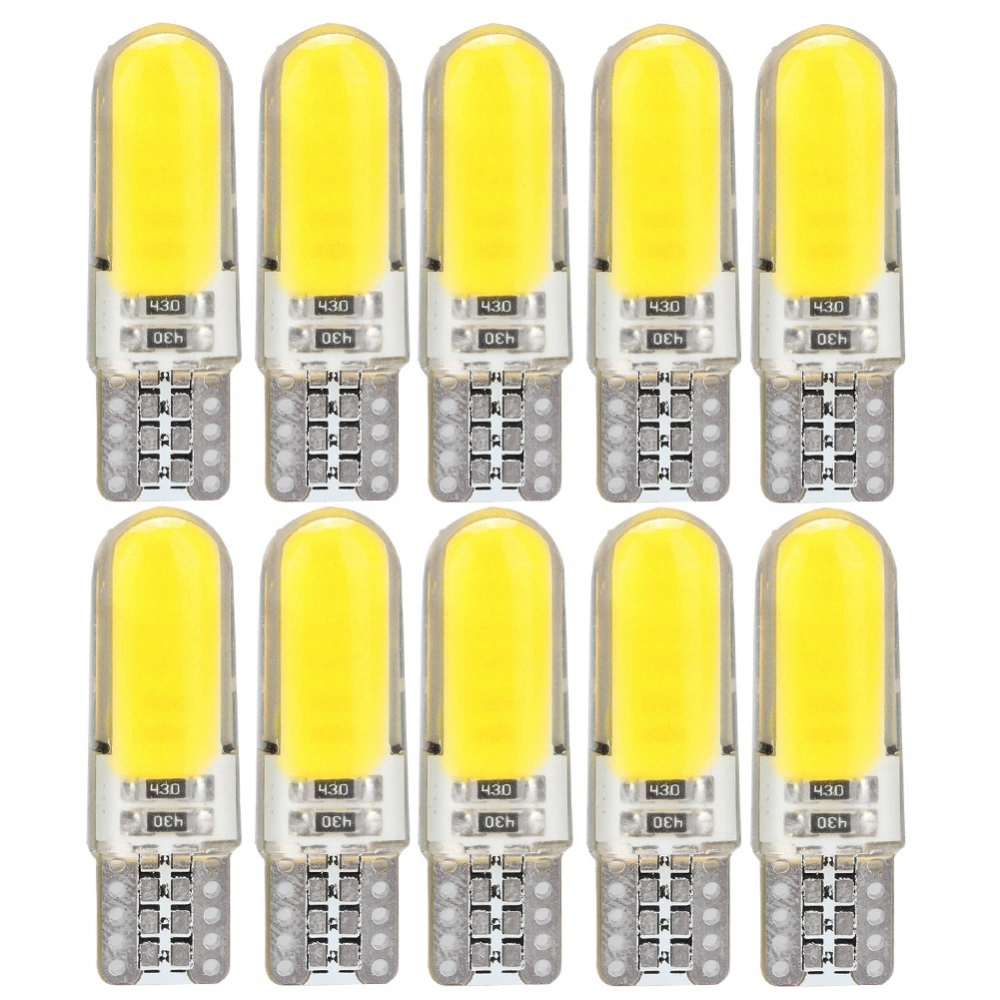 10pcs T10 COB Double sided Silica Gel Car Marker Lamp Vehicle Parking Side Light (Yellow)