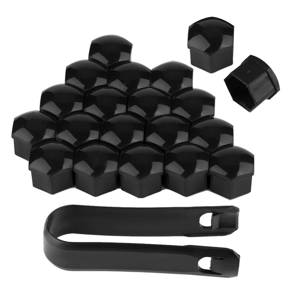 20pcs 17mm Nut Car Wheel Auto Hub Screw Protection Anti Theft Cover Cap Black