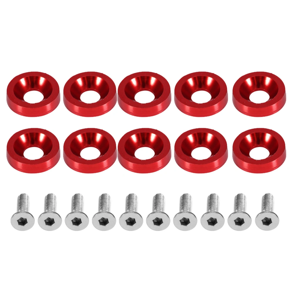 BuyWeek Car Modification M6 Gasket Bolt License Plate Frame Decoration Screw (Red)