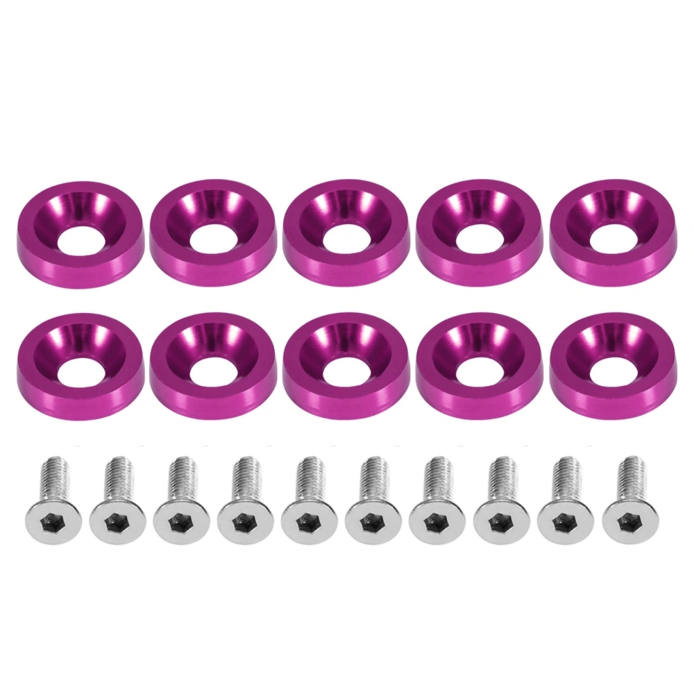 BuyWeek Car Modification M6 Gasket Bolt License Plate Frame Decoration Screw (Purple)