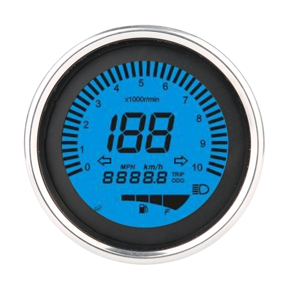 BuyWeek Motorcycle Large Round Liquid Crystal Display Tachometer Speedometer LCD Oil Meter