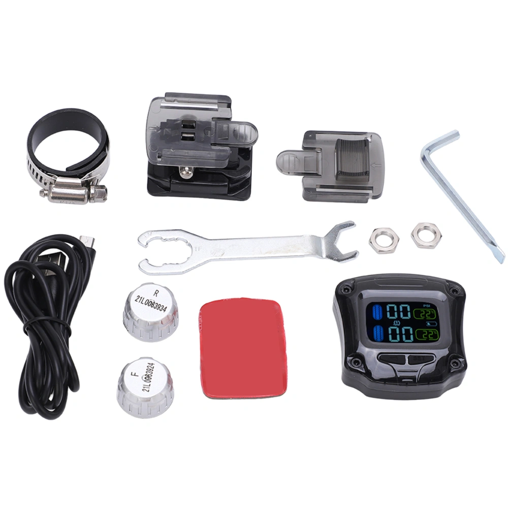 Motorcycle Tire Tyre Pressure Monitoring with 2 External Sensor TPMS