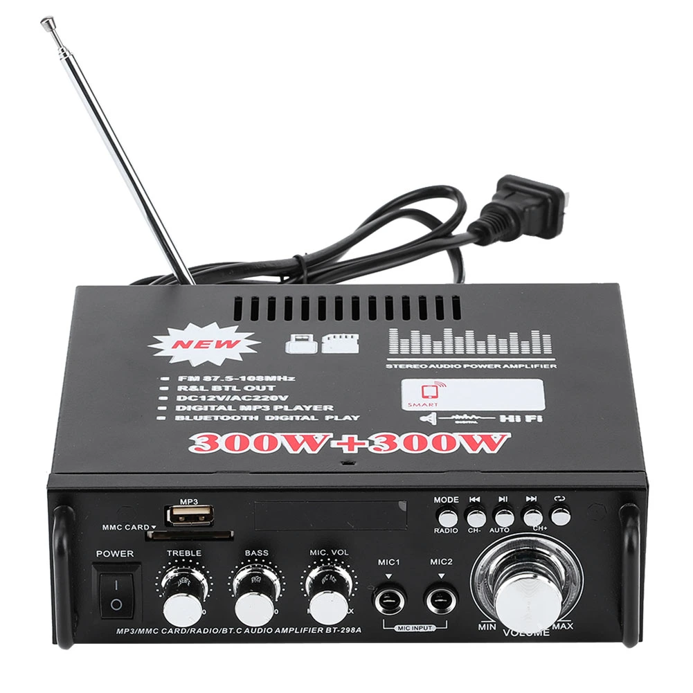 BuyWeek Car 12V Digital Remote Control Audio AMP Bluetooth HiFi Stereo Power Amplifier