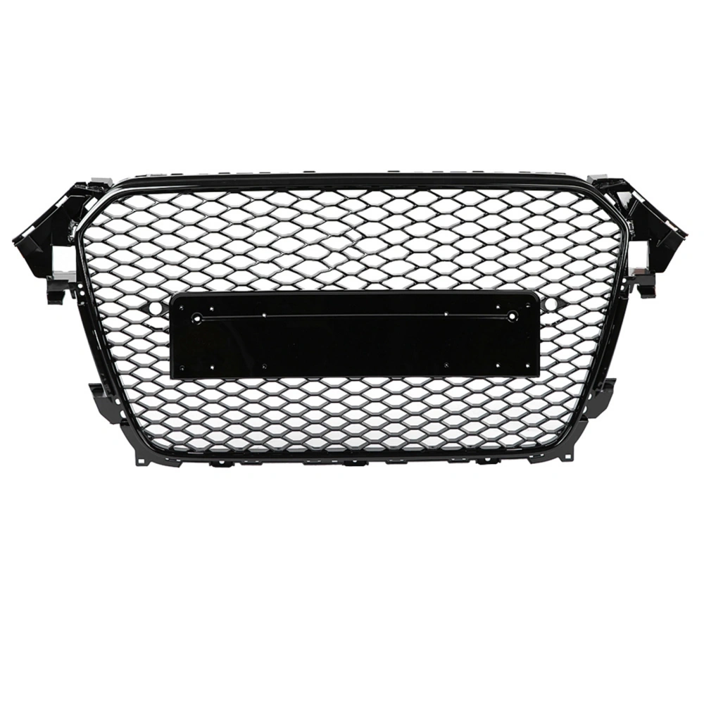 BuyWeek For RS4 Style Front Sport Hex Mesh Hood Grill Fit for A4/S4 B8.5 13‑16 Silve Emblem