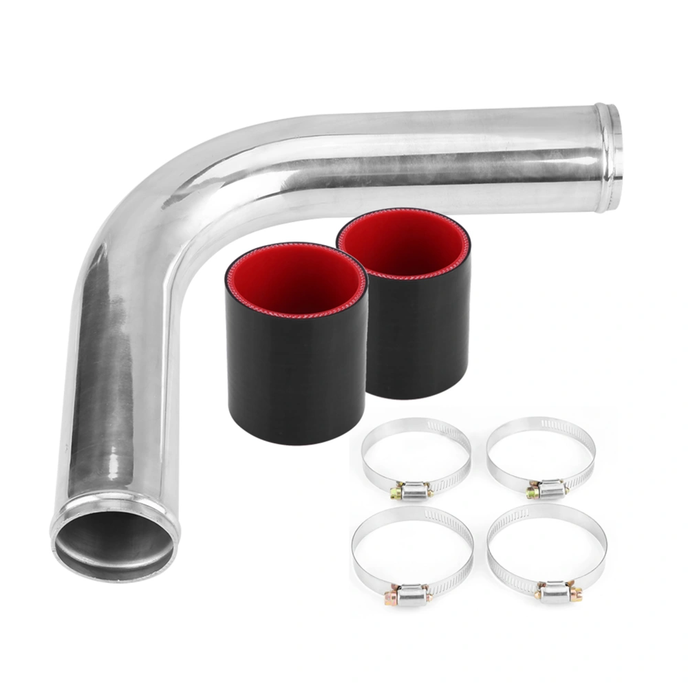 Turbo Universal 90 Degree Elbow Intercooler Aluminum Pipe with 2 Silicone Hose 4 Clamps(70mm)