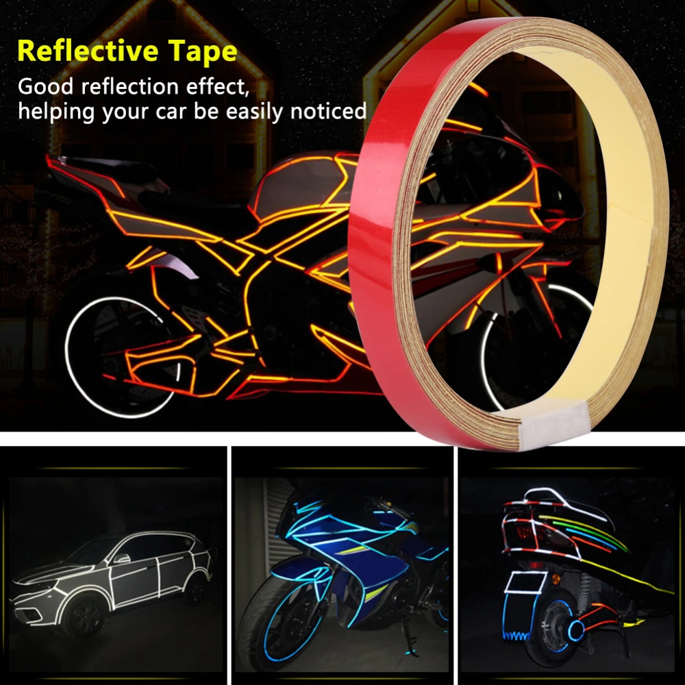 BuyWeek 1cm * 5m Reflective Warning Tape Sticker Strip Decal for Car Motorcycle Vehicle Body(Red)