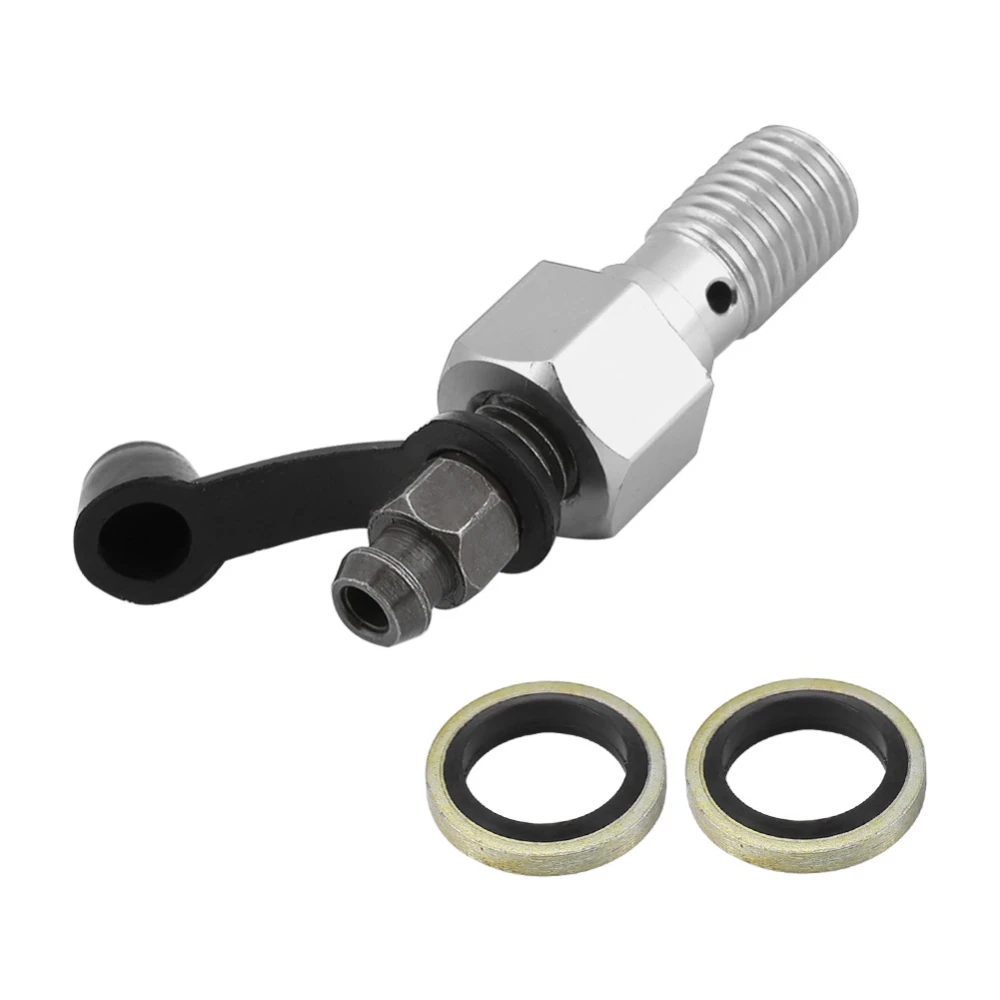 BuyWeek M10x1.25mm Motorcycle Brake Cylinder Caliper Bleed Screw Nipple Banjo Bolt Dust Cap Silver