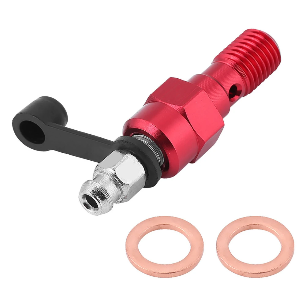 M10x1.25mm Motorcycle Brake Master Cylinder Caliper Bleed Screw Nipple Banjo Bolt Dust Cap Red