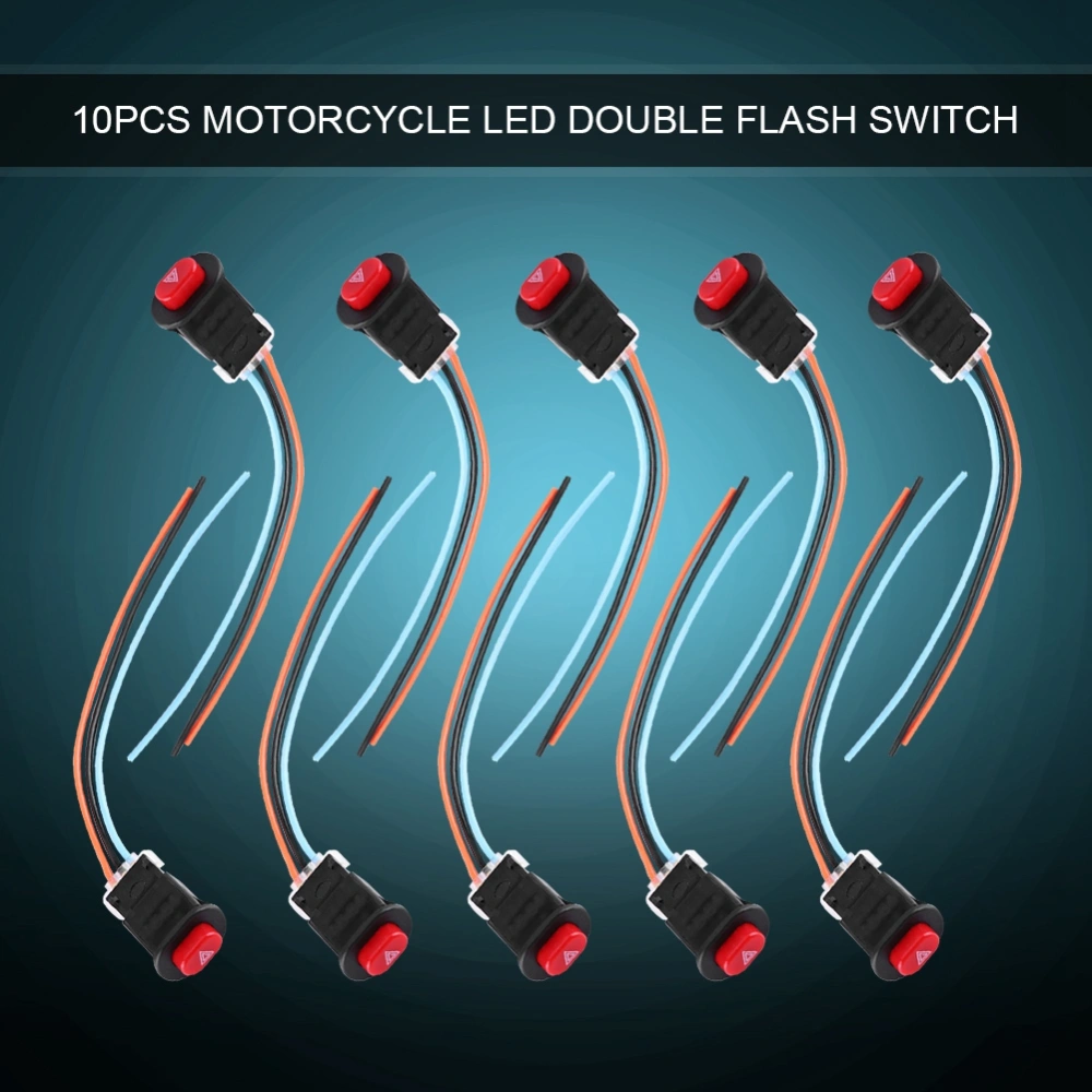 BuyWeek 10pcs Motorcycle LED Double Flash Turn Signal Flashing Warning Lamp Switch Button