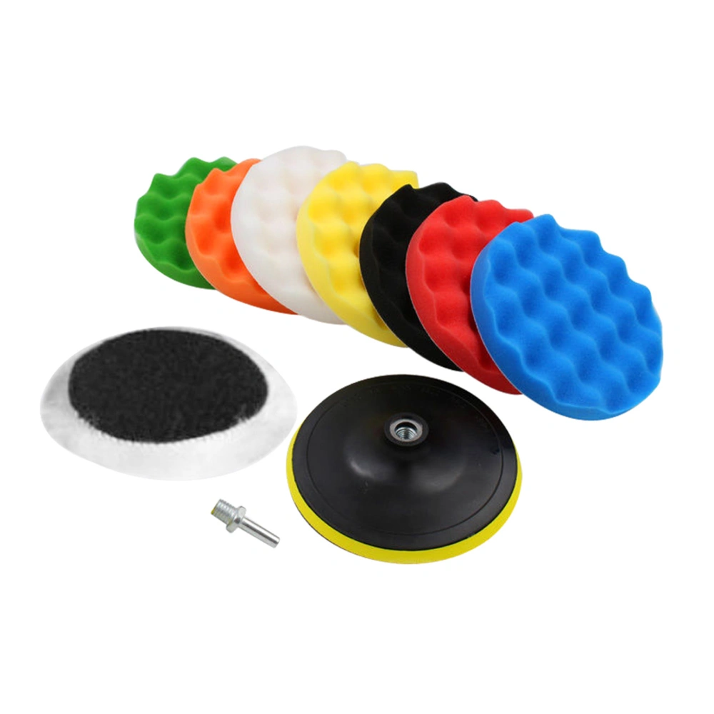 10 Pcs Sponge Polishing Buffing Waxing Pad Kit For Car Polisher Buffer With Drill Adapter 6''