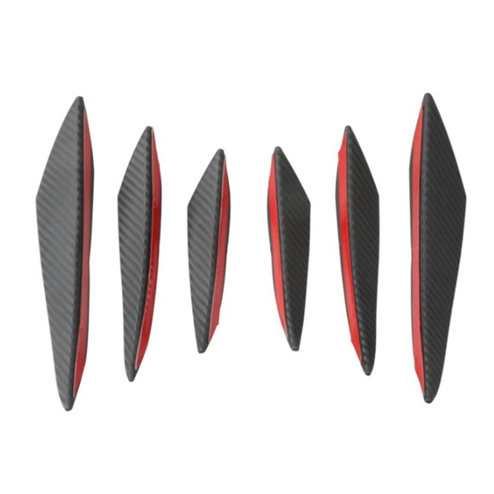 6 Pcs Front Bumper Diffuser Fins Carbon Fiber Style Side Canards Lip Decoration Body Spoiler Universal Fit