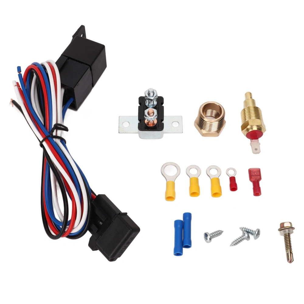 12V Electric Radiator Fan Thermostat Control Relay Wire Kit Complete for Cars Trucks Buses