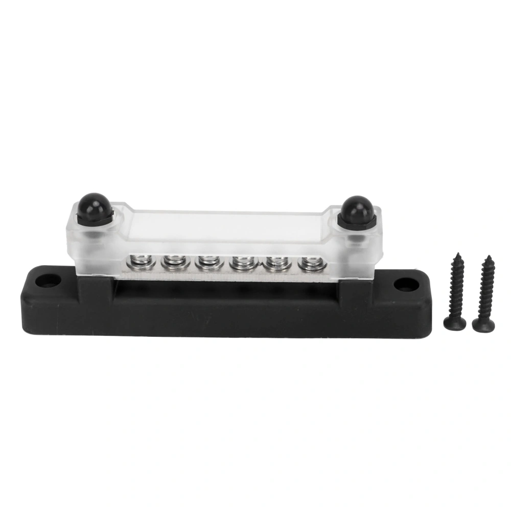 48V 150A 6 Terminal Bus Bar Power Distribution Block with Cover M6 Studs M4 Screws for Car RV Caravan Marine Boat Black