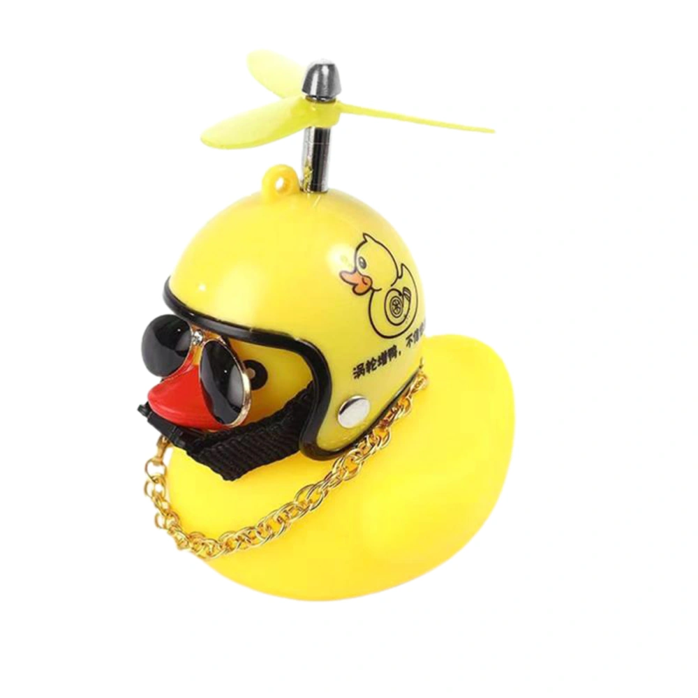 Duck Toy Car Ornament Yellow Duck Car Dashboard Decorations with Propeller Helmet for Adults Children