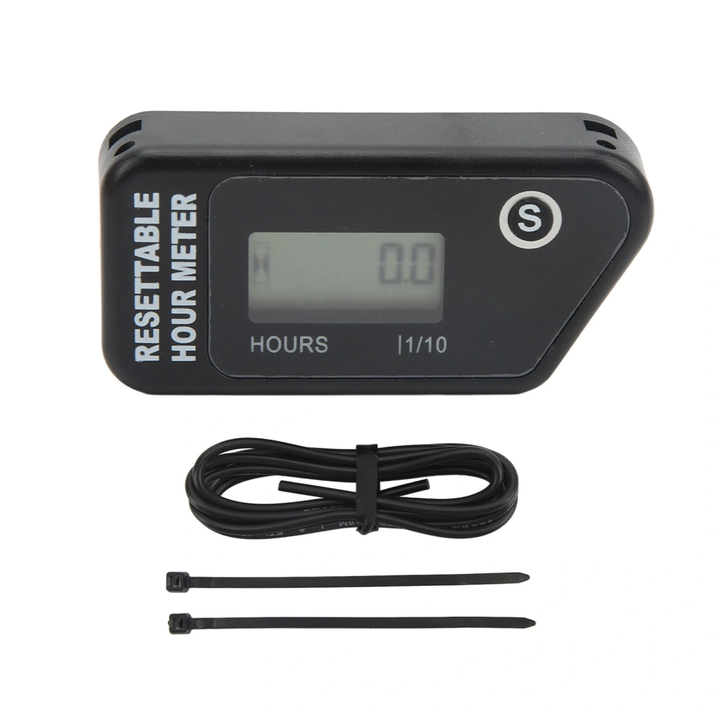 Motorcycle Digital Tach Hour Meter LCD Display Timer IP68 Waterproof Induction Type for Gasoline Engine