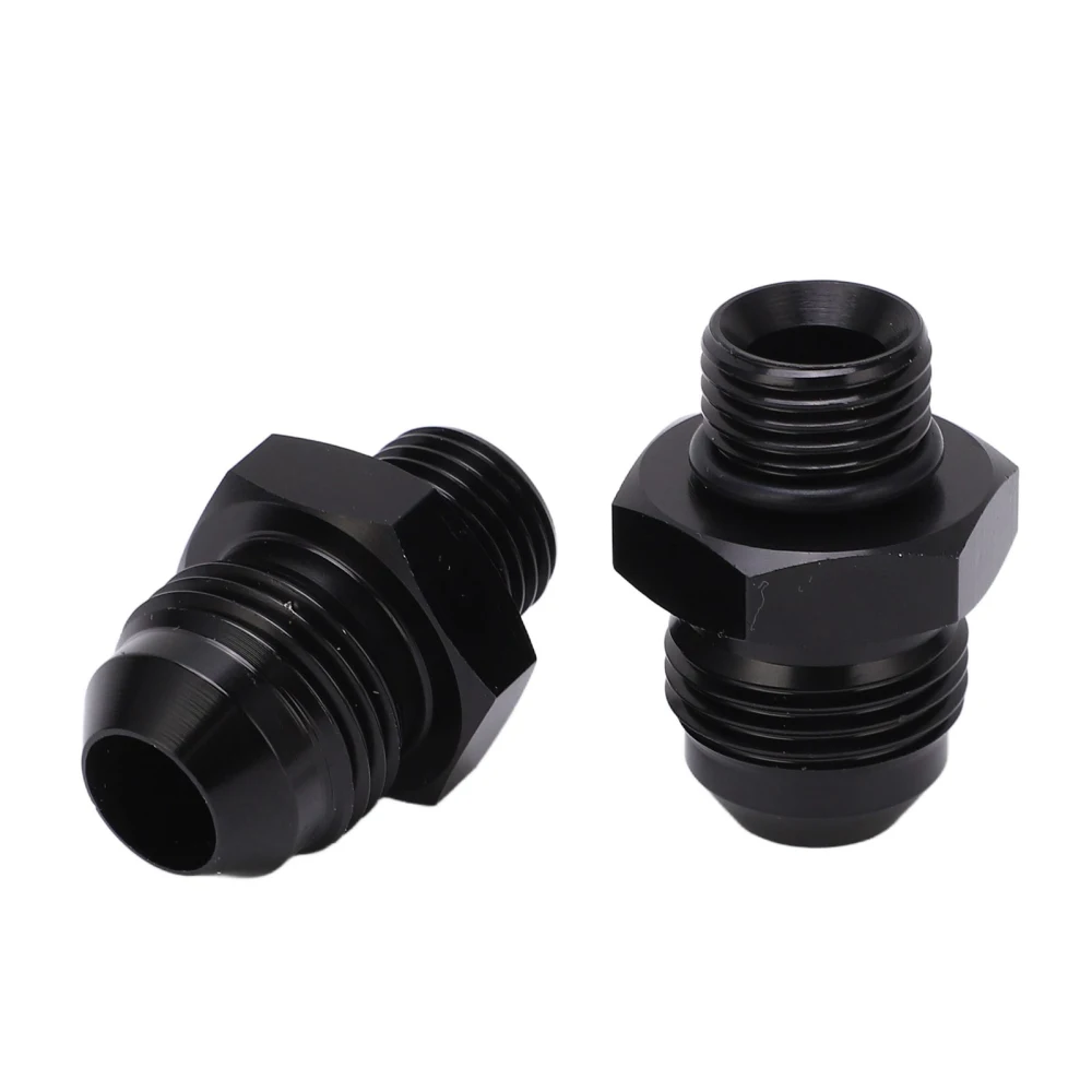 2pcs Fuel Line Fitting ORB 6 to AN8 High Strength Black 6061 T6 Aluminum for Most Fluids