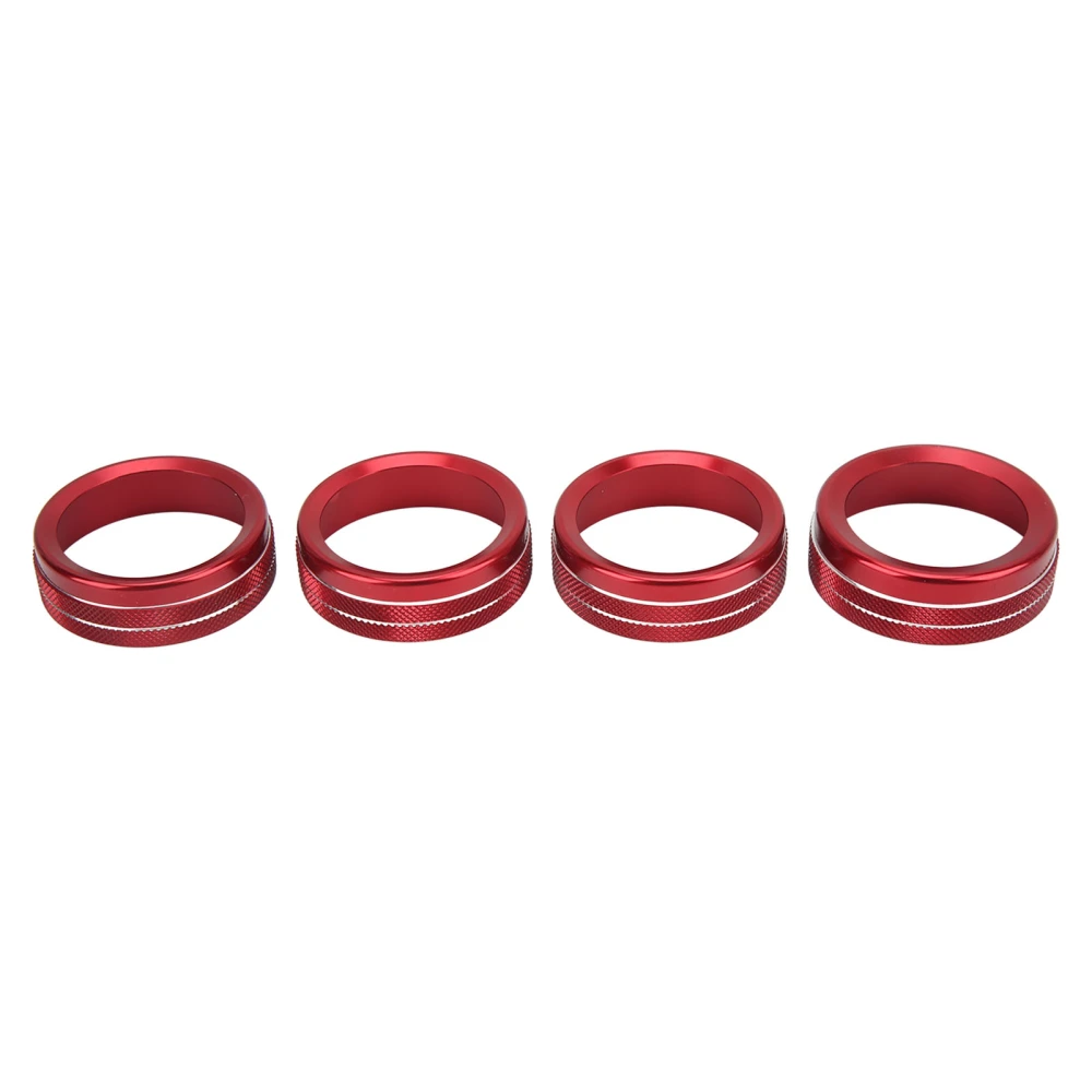 4pcs AC Switch Ring Aluminium Alloy Stylish Rustproof Center Console Button Cover Replacement for Tacoma 2016‑2022 Red