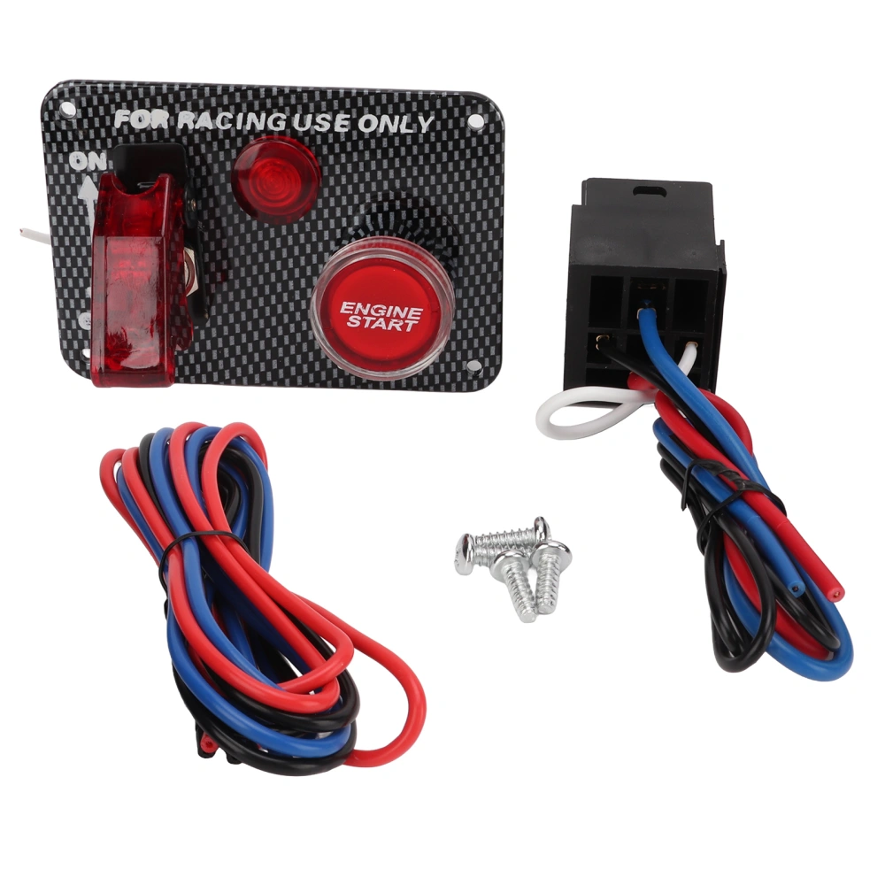 Ignition Switch Panel Kit 12V 40A Carbon Fiber Racing Style Aluminum Alloy Universal for Automobile