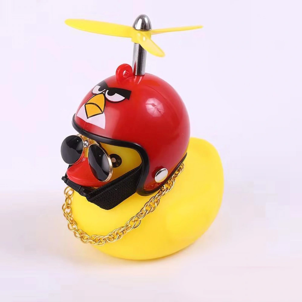 Silicone Yellow Duck Toy with Propeller Helmet Car Interior Ornament Dashboard Decoration AccessoriesType 2 Double Sided Tape