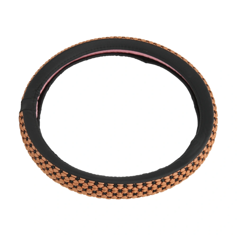 Universal 15 Inch Steering Wheel Cover Anti Slip Steering Wheel Protector Car Interior AccessoryBrown