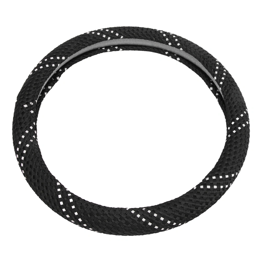 15in Car Steering Wheel Protective Cover Knitting Texture Round Anti Slip Universal DecorationBlack