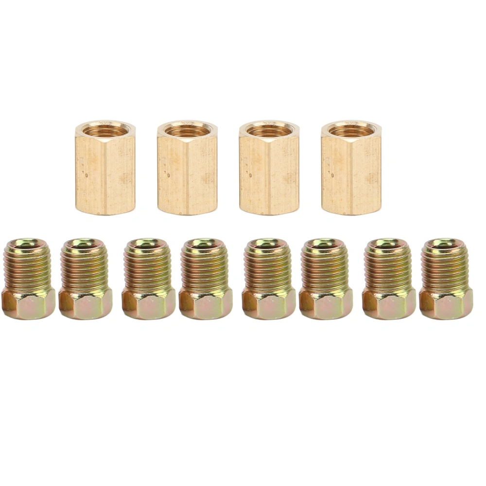 BuyWeek 12pcs Brake Line Fittings Kit 3/8in‑24 Thread 4‑Union 8‑Nut Brass Universal for 3/16in Tube